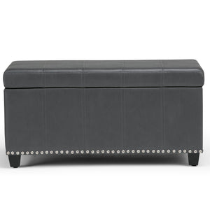 HomeRoots 33" Stylish Espresso and Gray Upholstery Storage Ottoman - Multi-Functional Seating with Hidden Space 640220