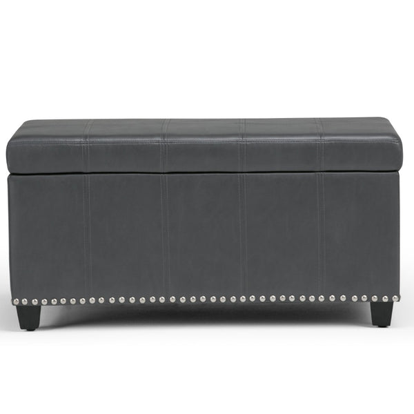 HomeRoots 33" Stylish Espresso and Gray Upholstery Storage Ottoman - Multi-Functional Seating with Hidden Space 640220