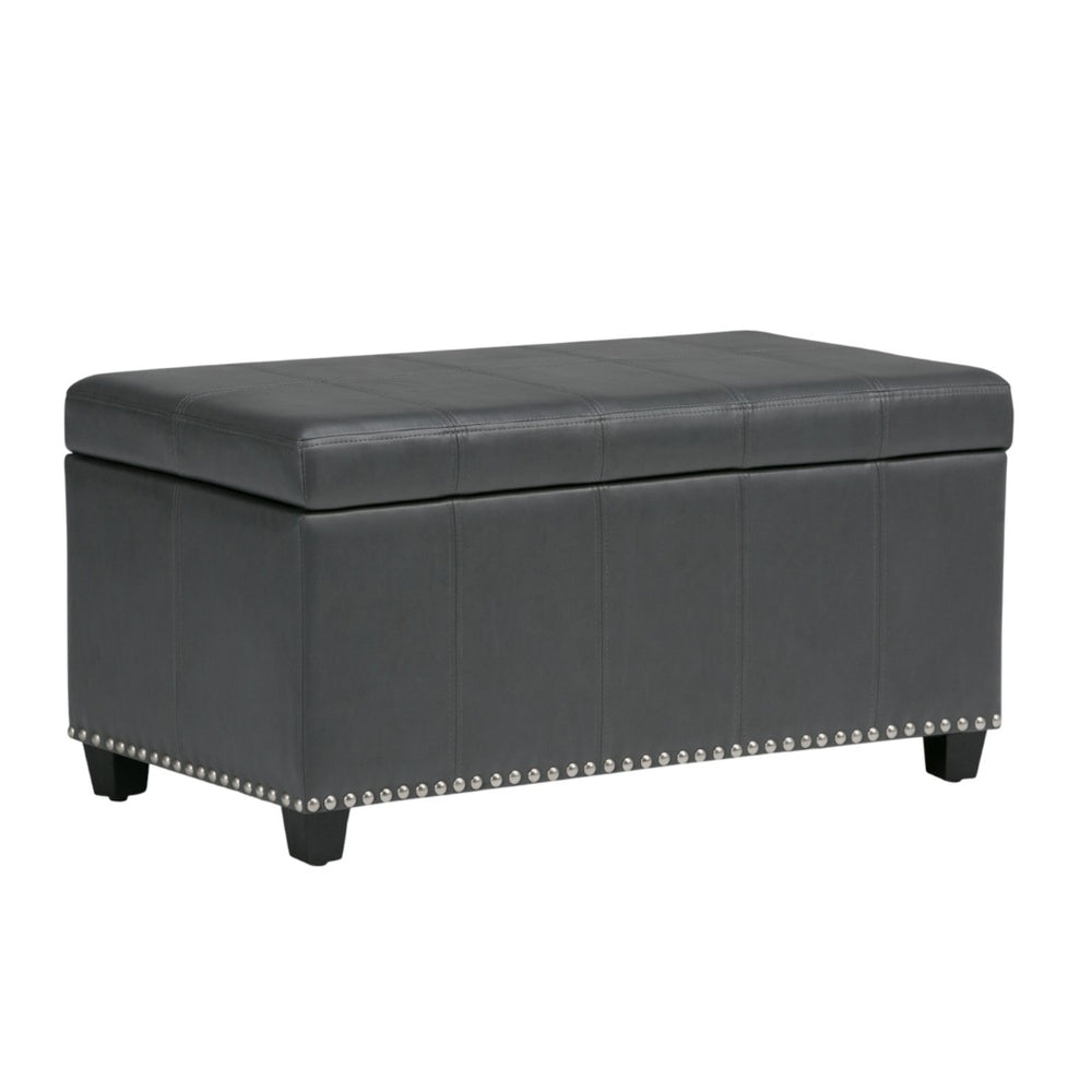 HomeRoots 33" Stylish Espresso and Gray Upholstery Storage Ottoman - Multi-Functional Seating with Hidden Space 640220