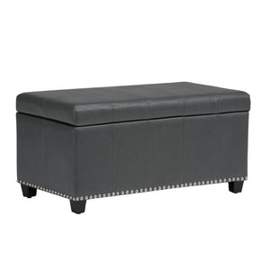HomeRoots 33" Stylish Espresso and Gray Upholstery Storage Ottoman - Multi-Functional Seating with Hidden Space 640220