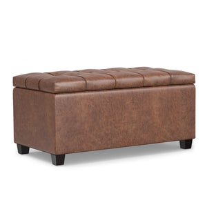 HomeRoots 33" Elegant Espresso and Brown Upholstered Storage Ottoman – Stylish Seating, Hidden Storage & Versatile Design 640222
