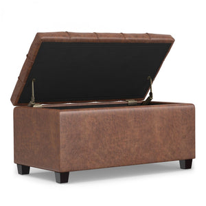 HomeRoots 33" Elegant Espresso and Brown Upholstered Storage Ottoman – Stylish Seating, Hidden Storage & Versatile Design 640222