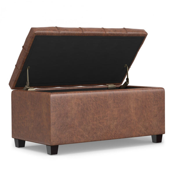 HomeRoots 33" Elegant Espresso and Brown Upholstered Storage Ottoman – Stylish Seating, Hidden Storage & Versatile Design 640222
