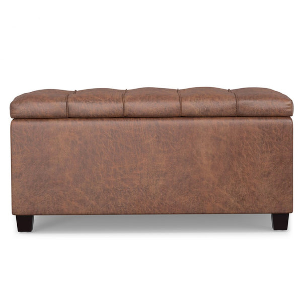 HomeRoots 33" Elegant Espresso and Brown Upholstered Storage Ottoman – Stylish Seating, Hidden Storage & Versatile Design 640222