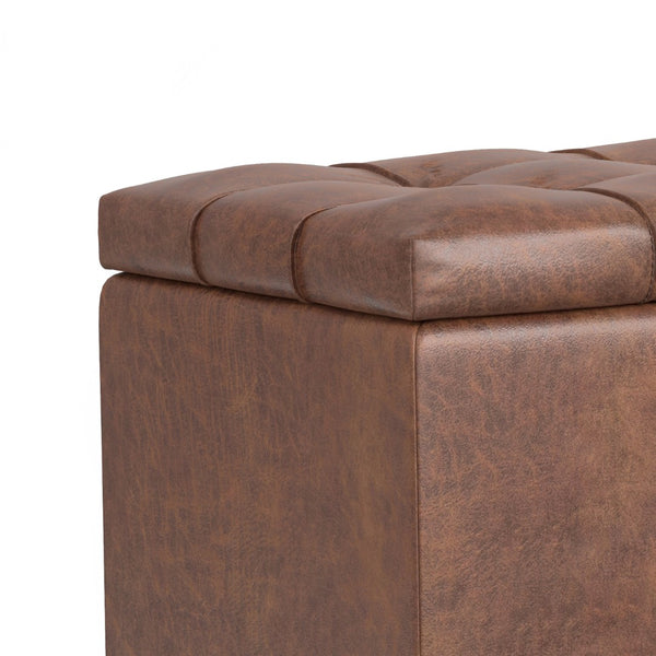 HomeRoots 33" Elegant Espresso and Brown Upholstered Storage Ottoman – Stylish Seating, Hidden Storage & Versatile Design 640222