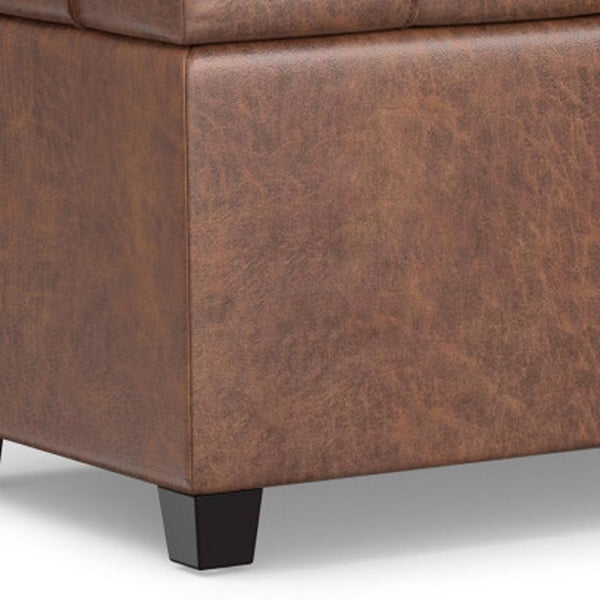 HomeRoots 33" Elegant Espresso and Brown Upholstered Storage Ottoman – Stylish Seating, Hidden Storage & Versatile Design 640222