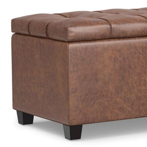 HomeRoots 33" Elegant Espresso and Brown Upholstered Storage Ottoman – Stylish Seating, Hidden Storage & Versatile Design 640222