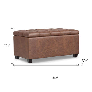 HomeRoots 33" Elegant Espresso and Brown Upholstered Storage Ottoman – Stylish Seating, Hidden Storage & Versatile Design 640222