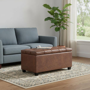 HomeRoots 33" Elegant Espresso and Brown Upholstered Storage Ottoman – Stylish Seating, Hidden Storage & Versatile Design 640222