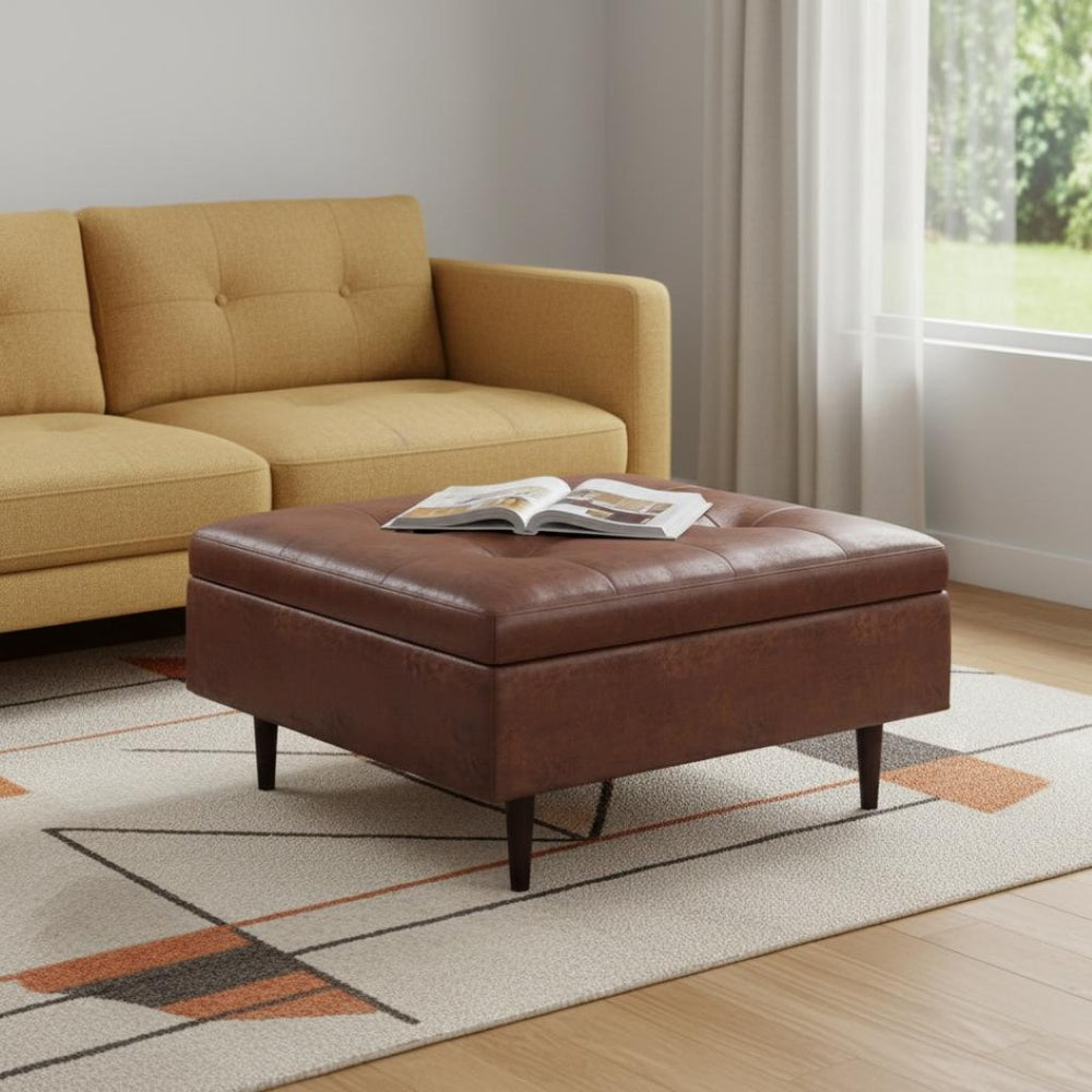 HomeRoots 38" Brown Upholstery Storage Ottoman – Stylish, Versatile Seating & Hidden Storage for Any Room 640223