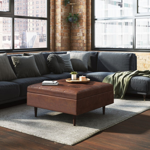 HomeRoots 38" Brown Upholstery Storage Ottoman – Stylish, Versatile Seating & Hidden Storage for Any Room 640223