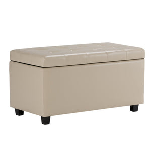 HomeRoots 34" Versatile Dark Brown & Cream Upholstery Storage Ottoman - Stylish Seating & Hidden Storage Solution 640224