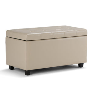 HomeRoots 34" Versatile Dark Brown & Cream Upholstery Storage Ottoman - Stylish Seating & Hidden Storage Solution 640224