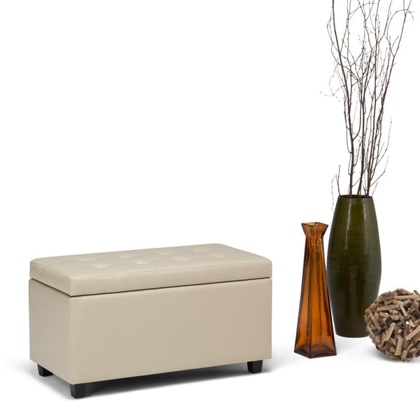 HomeRoots 34" Versatile Dark Brown & Cream Upholstery Storage Ottoman - Stylish Seating & Hidden Storage Solution 640224