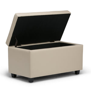 HomeRoots 34" Versatile Dark Brown & Cream Upholstery Storage Ottoman - Stylish Seating & Hidden Storage Solution 640224