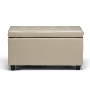 HomeRoots 34" Versatile Dark Brown & Cream Upholstery Storage Ottoman - Stylish Seating & Hidden Storage Solution 640224