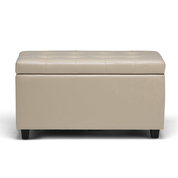 HomeRoots 34" Versatile Dark Brown & Cream Upholstery Storage Ottoman - Stylish Seating & Hidden Storage Solution 640224