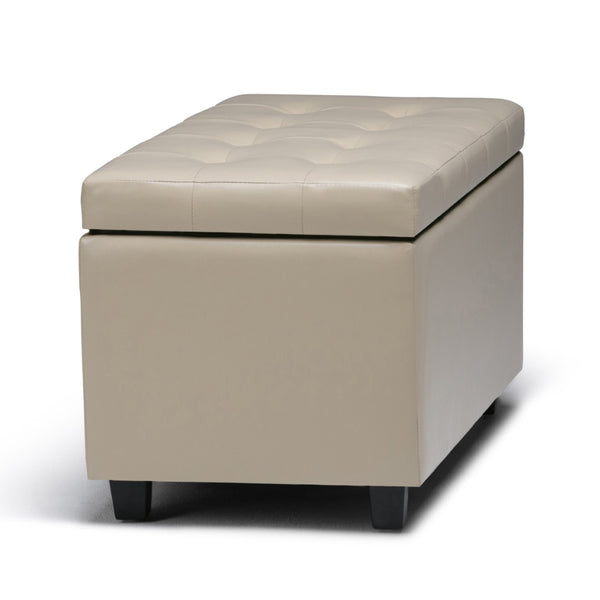 HomeRoots 34" Versatile Dark Brown & Cream Upholstery Storage Ottoman - Stylish Seating & Hidden Storage Solution 640224