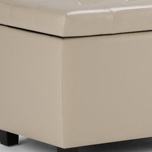 HomeRoots 34" Versatile Dark Brown & Cream Upholstery Storage Ottoman - Stylish Seating & Hidden Storage Solution 640224