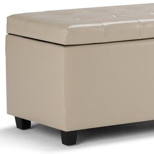 HomeRoots 34" Versatile Dark Brown & Cream Upholstery Storage Ottoman - Stylish Seating & Hidden Storage Solution 640224