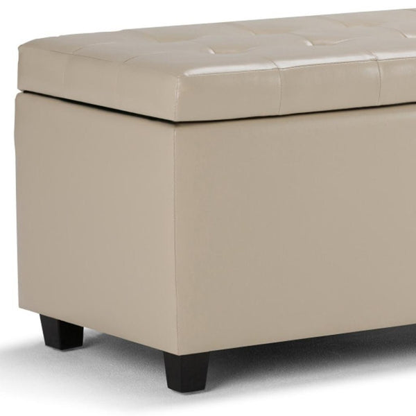HomeRoots 34" Versatile Dark Brown & Cream Upholstery Storage Ottoman - Stylish Seating & Hidden Storage Solution 640224