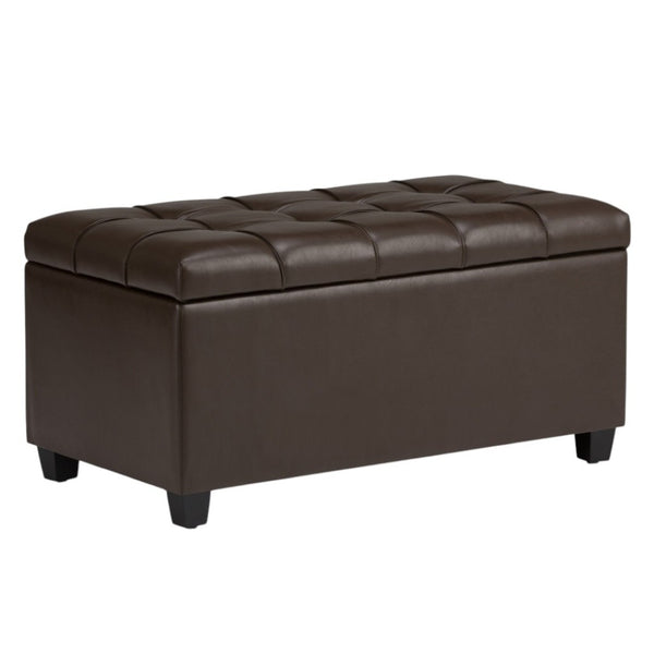 HomeRoots 33" Elegant Espresso and Chocolate Upholstery Storage Ottoman - Stylish Multi-Functional Footrest & Seat 640225