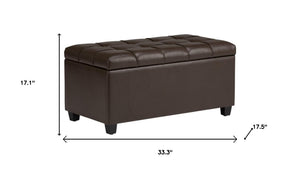 HomeRoots 33" Elegant Espresso and Chocolate Upholstery Storage Ottoman - Stylish Multi-Functional Footrest & Seat 640225