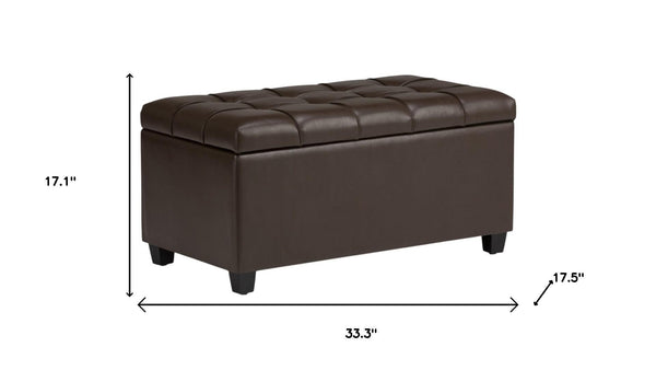 HomeRoots 33" Elegant Espresso and Chocolate Upholstery Storage Ottoman - Stylish Multi-Functional Footrest & Seat 640225