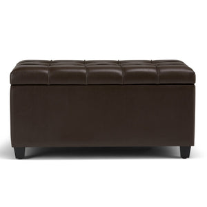HomeRoots 33" Elegant Espresso and Chocolate Upholstery Storage Ottoman - Stylish Multi-Functional Footrest & Seat 640225