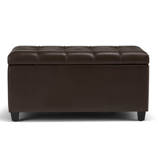 HomeRoots 33" Elegant Espresso and Chocolate Upholstery Storage Ottoman - Stylish Multi-Functional Footrest & Seat 640225