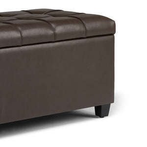HomeRoots 33" Elegant Espresso and Chocolate Upholstery Storage Ottoman - Stylish Multi-Functional Footrest & Seat 640225