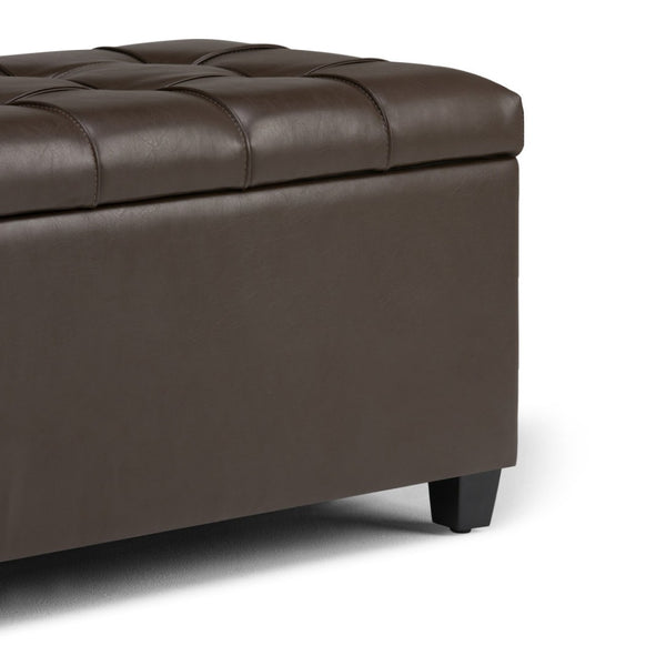 HomeRoots 33" Elegant Espresso and Chocolate Upholstery Storage Ottoman - Stylish Multi-Functional Footrest & Seat 640225