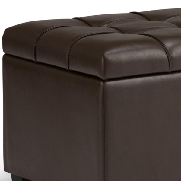 HomeRoots 33" Elegant Espresso and Chocolate Upholstery Storage Ottoman - Stylish Multi-Functional Footrest & Seat 640225