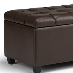 HomeRoots 33" Elegant Espresso and Chocolate Upholstery Storage Ottoman - Stylish Multi-Functional Footrest & Seat 640225
