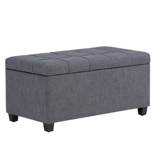 HomeRoots 33" Elegant Slate Gray Upholstery Storage Ottoman with Espresso Legs – Multi-Purpose Seating & Style 640226