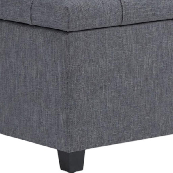 HomeRoots 33" Elegant Slate Gray Upholstery Storage Ottoman with Espresso Legs – Multi-Purpose Seating & Style 640226