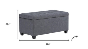 HomeRoots 33" Elegant Slate Gray Upholstery Storage Ottoman with Espresso Legs – Multi-Purpose Seating & Style 640226