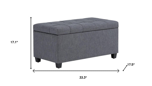 HomeRoots 33" Elegant Slate Gray Upholstery Storage Ottoman with Espresso Legs – Multi-Purpose Seating & Style 640226