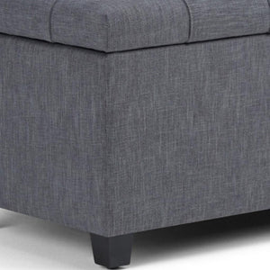 HomeRoots 33" Elegant Slate Gray Upholstery Storage Ottoman with Espresso Legs – Multi-Purpose Seating & Style 640226
