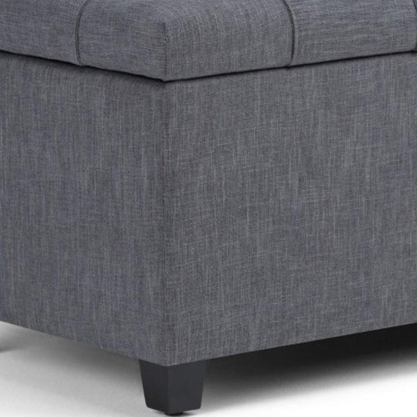 HomeRoots 33" Elegant Slate Gray Upholstery Storage Ottoman with Espresso Legs – Multi-Purpose Seating & Style 640226