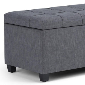 HomeRoots 33" Elegant Slate Gray Upholstery Storage Ottoman with Espresso Legs – Multi-Purpose Seating & Style 640226