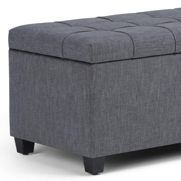 HomeRoots 33" Elegant Slate Gray Upholstery Storage Ottoman with Espresso Legs – Multi-Purpose Seating & Style 640226