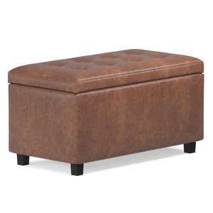 HomeRoots 34" Stylish Brown Upholstered Storage Ottoman - Versatile Seating & Clutter-Free Solution for Any Room 640228