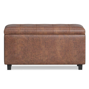HomeRoots 34" Stylish Brown Upholstered Storage Ottoman - Versatile Seating & Clutter-Free Solution for Any Room 640228