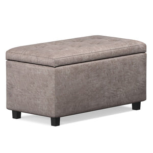 HomeRoots 34" Stylish Dark Brown and Gray Upholstered Storage Ottoman for Living Rooms, Bedrooms & Entryways 640229