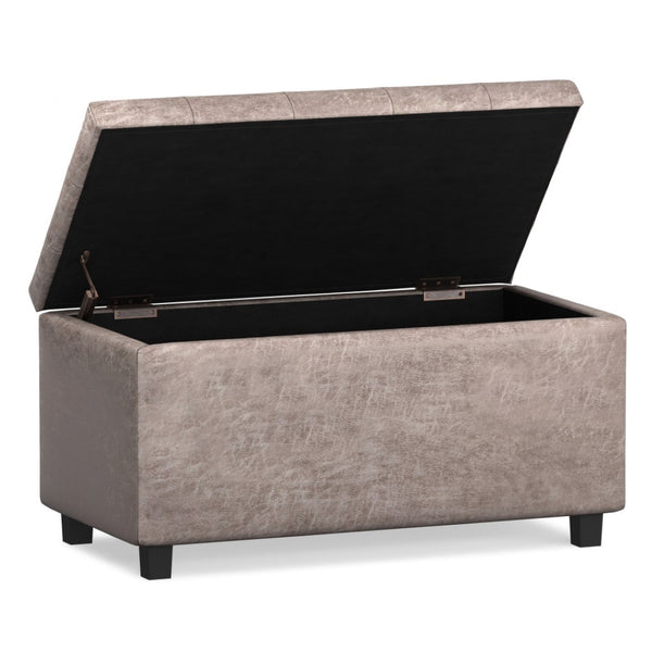 HomeRoots 34" Stylish Dark Brown and Gray Upholstered Storage Ottoman for Living Rooms, Bedrooms & Entryways 640229