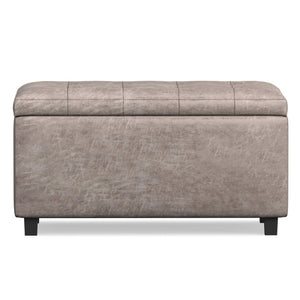 HomeRoots 34" Stylish Dark Brown and Gray Upholstered Storage Ottoman for Living Rooms, Bedrooms & Entryways 640229
