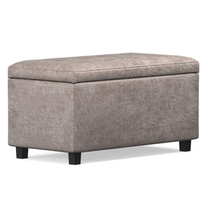 HomeRoots 34" Stylish Dark Brown and Gray Upholstered Storage Ottoman for Living Rooms, Bedrooms & Entryways 640229