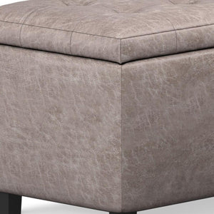 HomeRoots 34" Stylish Dark Brown and Gray Upholstered Storage Ottoman for Living Rooms, Bedrooms & Entryways 640229
