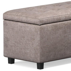 HomeRoots 34" Stylish Dark Brown and Gray Upholstered Storage Ottoman for Living Rooms, Bedrooms & Entryways 640229